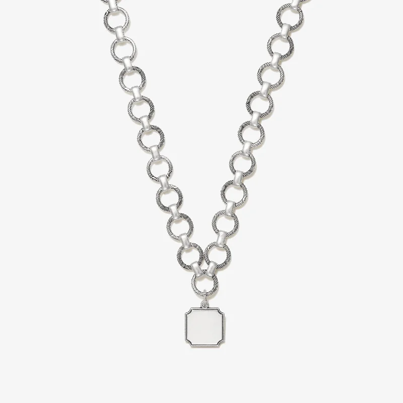 delicate pendant necklaces for women-Square Charm Chunky Chain Necklace, 20''