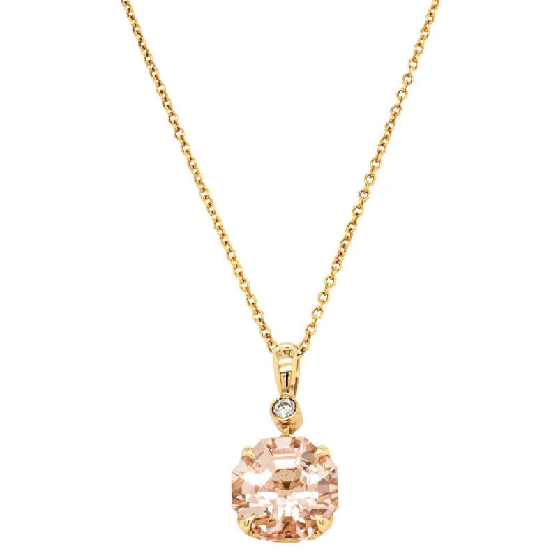 cubic zirconia necklaces for women-18ct Yellow Gold Morganite & Diamond Octavia Pendant