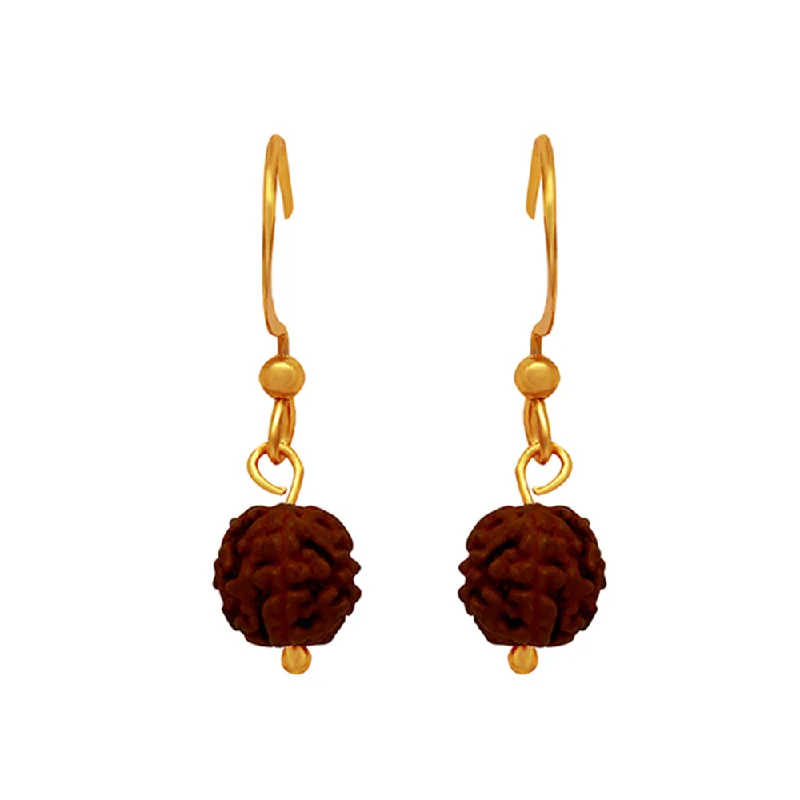 cross earrings for women-Mahi Gold Plated Lord Shiva Rudraksh Drop Piercing Mens Earrings (ER1109428GMen)