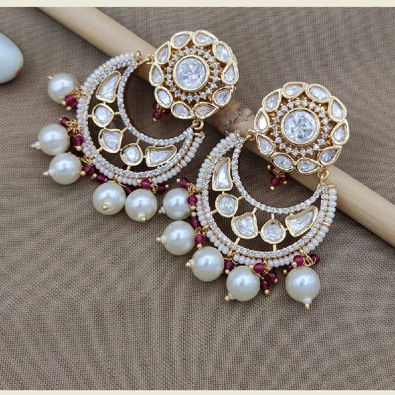 gold stud earrings for women-Jewel Addiction Gold Plated Kundan Dangler Earrings