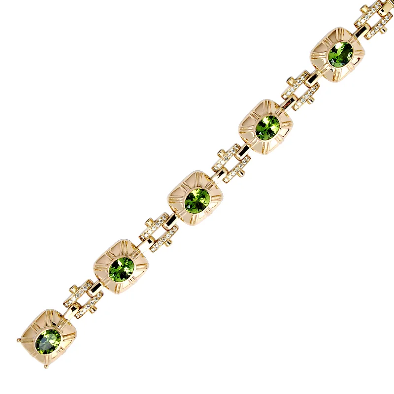 statement bangles for women-Bracelet- Peridot And Diamond