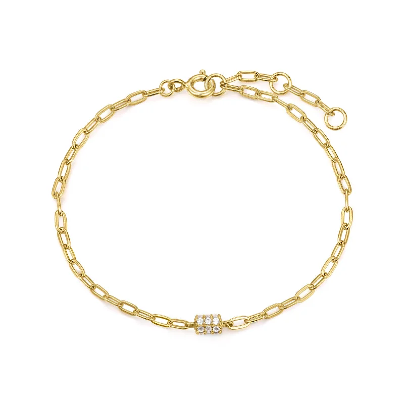 simple bracelets for women-Gold Plated Cubic Zirconia Rondelle Bracelet