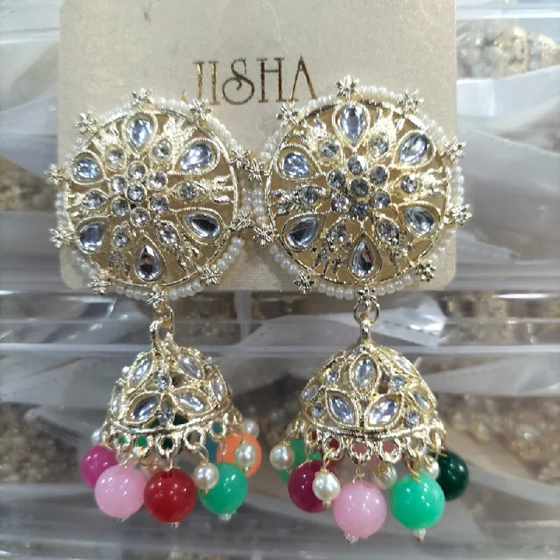 zircon earrings for women-Manisha Jewellery Gold Plated Austrain Stone  Jhumki Earrings