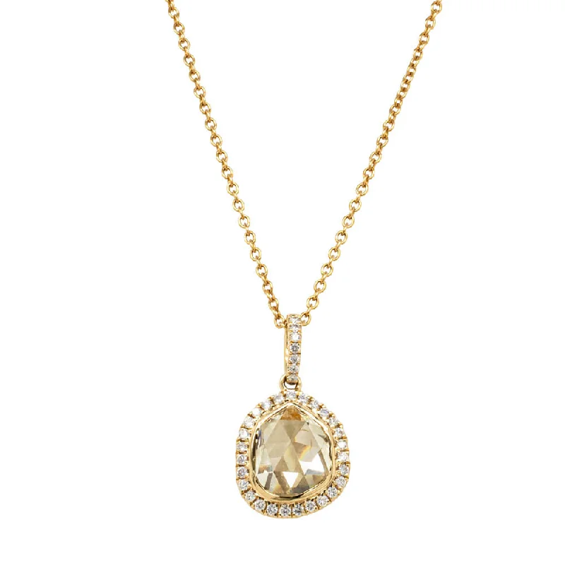 bold necklaces for women-18ct Yellow Gold 2.12ct Champagne Diamond Pendant