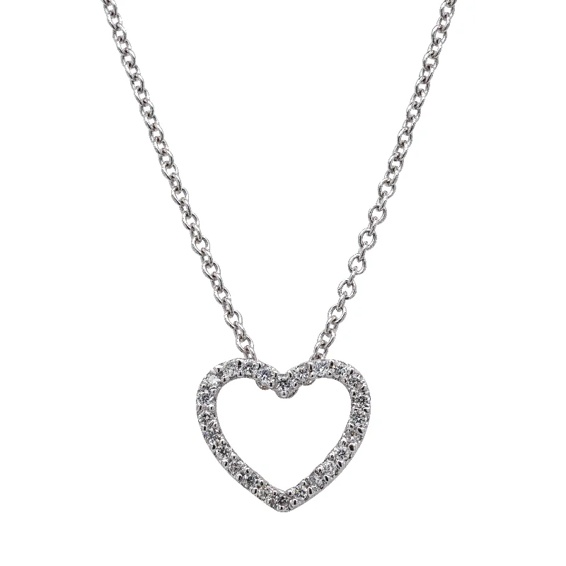 leather necklaces for women-9ct White Gold Diamond Heart Pendant