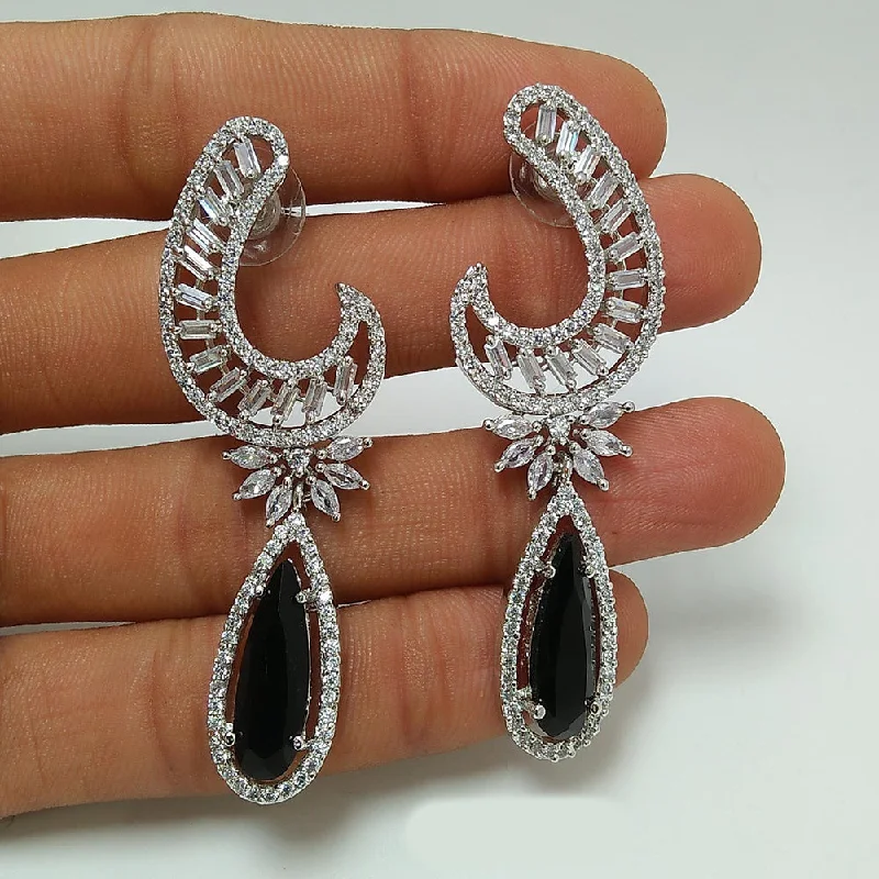 rhinestone earrings for women-Manisha Jewellery Silver Plated AD Stone Dangler Earrings