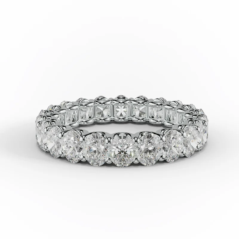 heart-shaped diamond rings for women-3.0 Carat Oval Cut Diamond Eternity Band Shared Prong