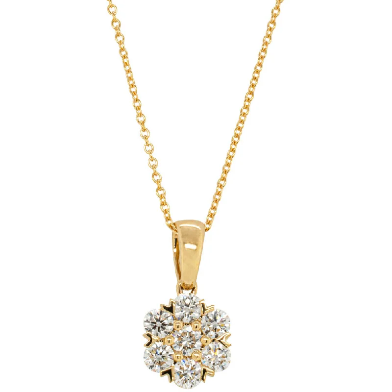 round pendant necklaces for women-18ct Yellow Gold 1.20ct Diamond Lotus Pendant