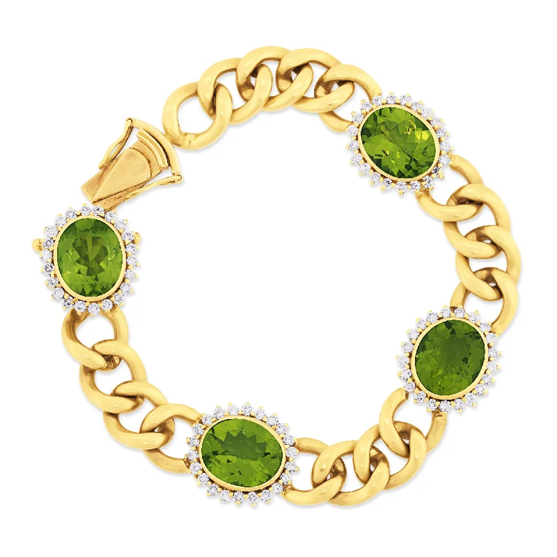 personalized bangles for women-Bracelet-Peridot and Diamond