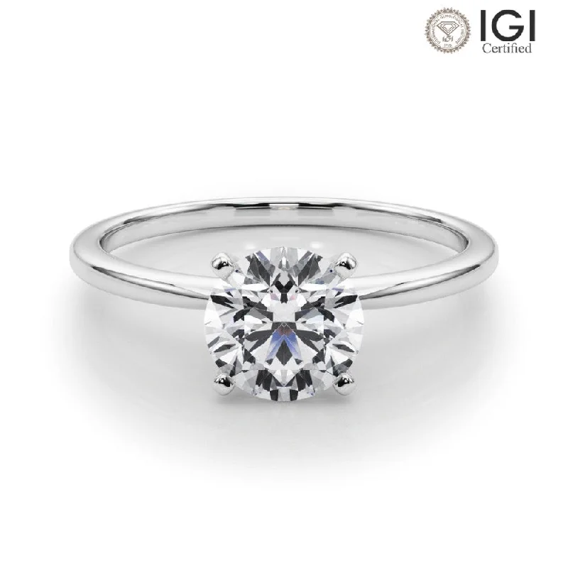 trendy rings for women-Angelica Round Solitaire Engagement Ring IGI Certified