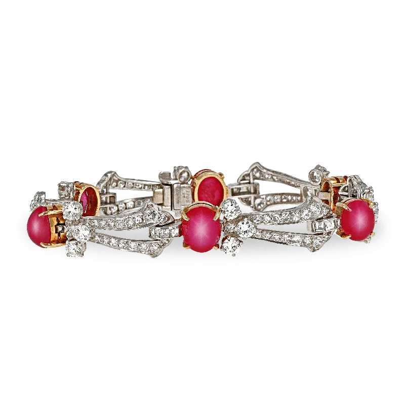 fashion bangles for women-Cartier Art Deco Star Ruby Bracelet, 15.00 Carats