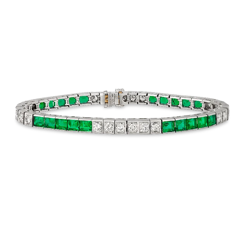 minimalist bangles for women-Tiffany & Co. Emerald Line Bracelet, 4.00 Carats