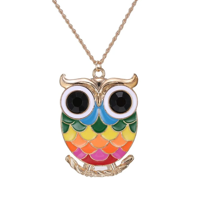 delicate pendant necklaces for women-Colorful Cartoon  Owl Necklace Pendant Necklace - Costume Jewelry