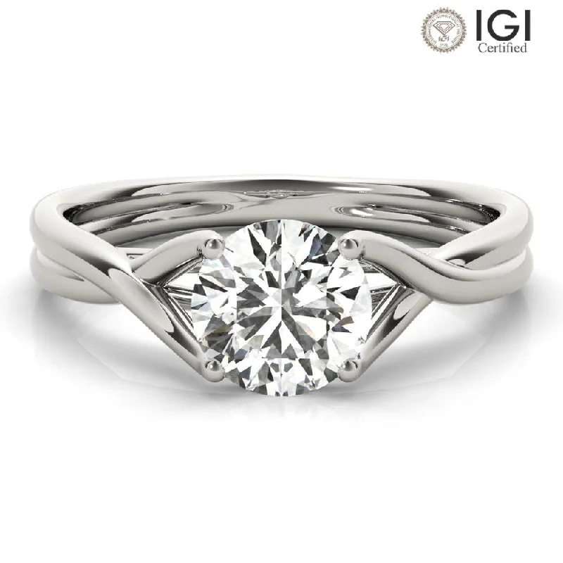 affordable wedding rings for women-Amara Round  Lab Grown Diamond Solitaire Engagement Ring IGI Certified