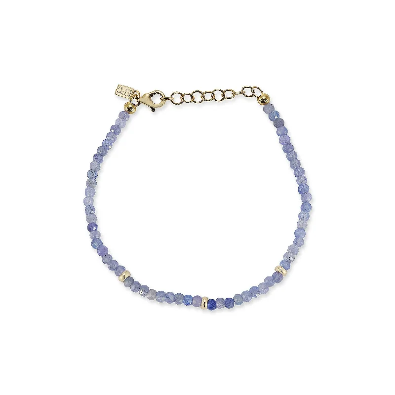 cuff bangles for women-Birthstone Bead Bracelet In Tanzanite