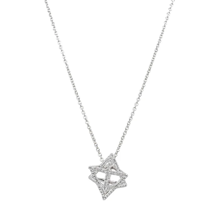 star necklaces for women-18ct White Gold .19ct Diamond Merkaba Star Necklace