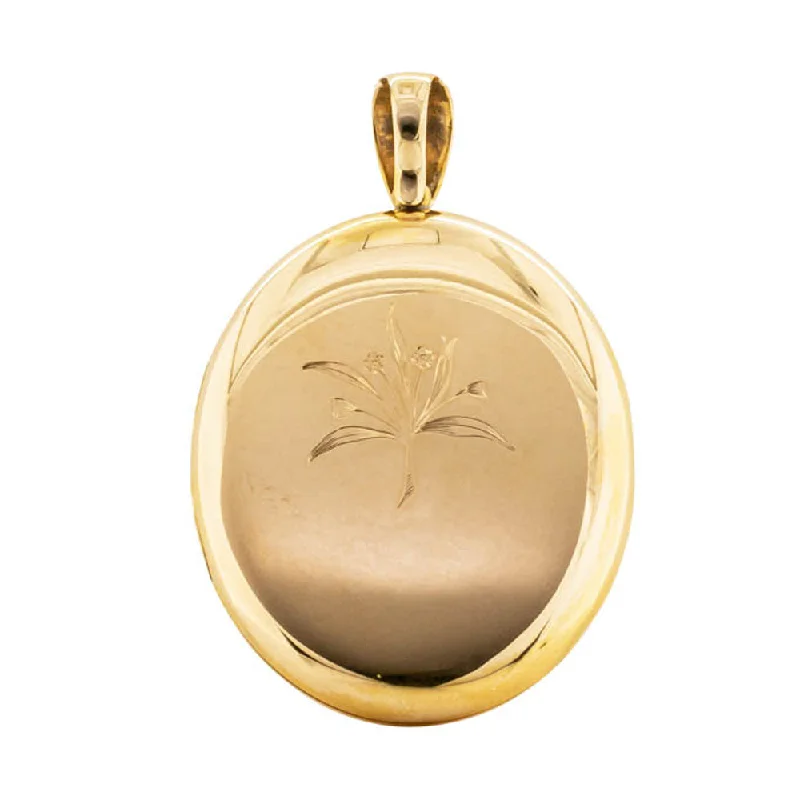 rose gold necklaces for women-Vintage 17ct Yellow Gold Oval Locket