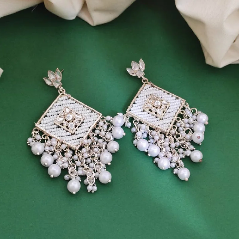 white gold earrings for women-H K Fashion Gold Plated Kundan Dangler Earrings