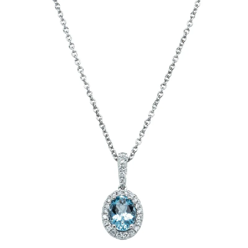 matching gold necklaces for women-18ct White Gold  Aquamarine & Diamond Mini Sierra Pendant