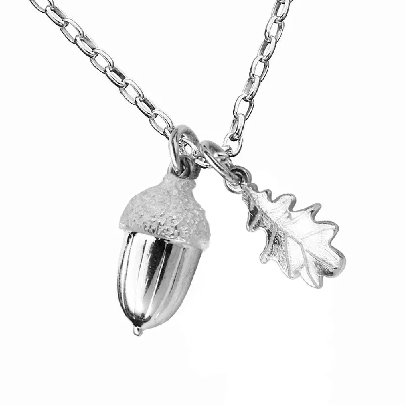 religious necklaces for women-Karen Walker Acorn And Leaf Necklace - Sterling Silver