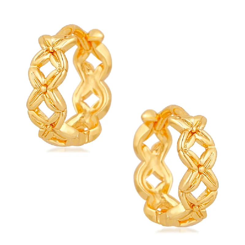 engraved earrings for women-Mahi Gold Plated Exquisite Piercing Hoopp Bali Pair of Mens Earrings (ER1109624GMen)