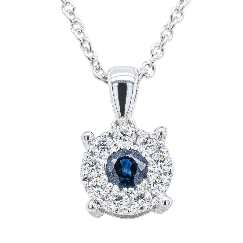 dainty silver necklaces for women-9ct White Gold Sapphire & Diamond Galaxy Pendant