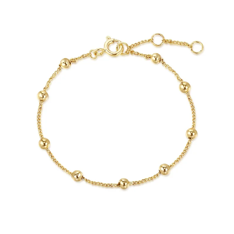 large bangles for women-Gold Plated Micro Bead and Chain Bracelet