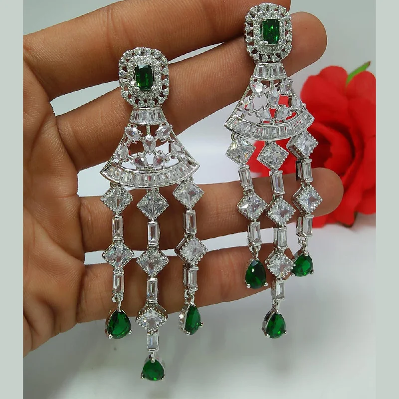 diamond drop earrings for women-Manisha Jewellery Silver Plated AD Dangler Earrings