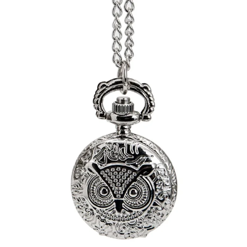 gold chain necklaces for women-Absolutely Stunning Silver Color Quartz Pocket Watch Owl Necklace and Pendant