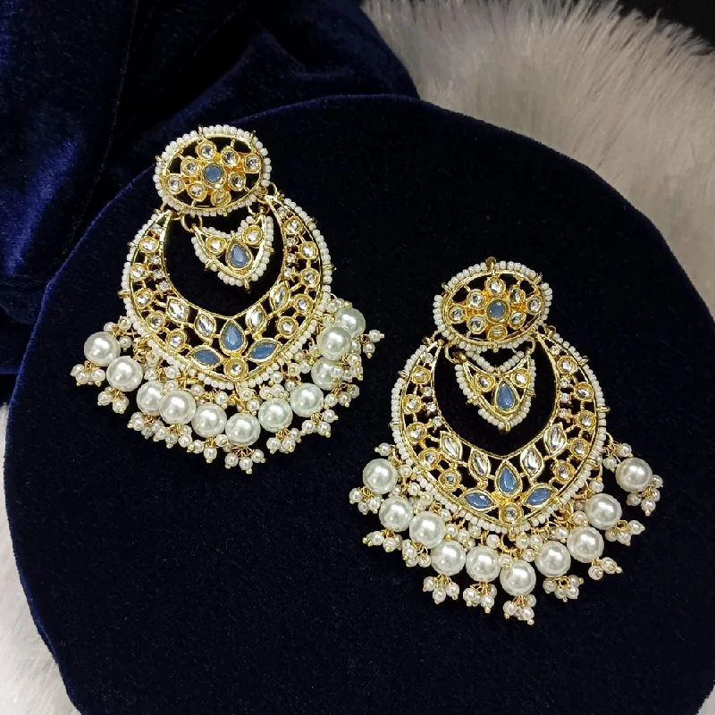 bohemian earrings for women-Bhavi Kundan Stone Gold Plated Dangler Earrings