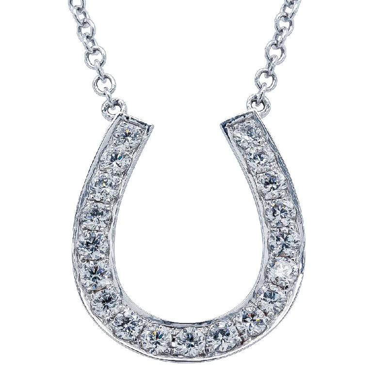 jade necklaces for women-18ct White Gold .82ct Diamond Lucky Horseshoe Pendant