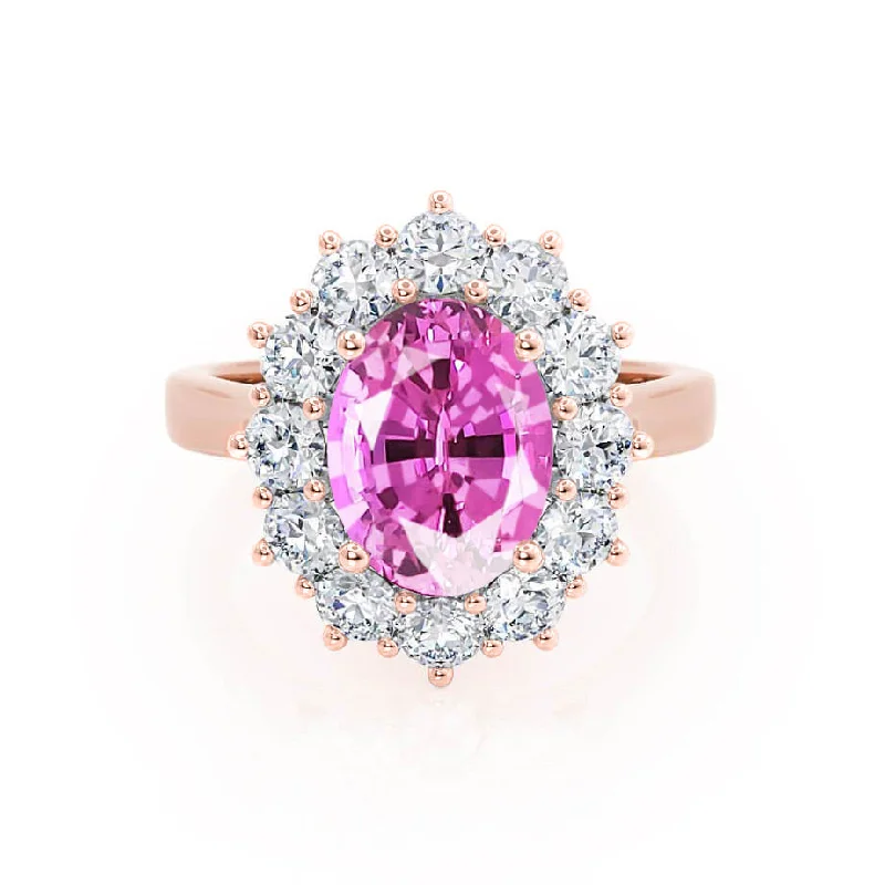 unique sapphire engagement rings-DIANA - Chatham® Pink Sapphire & Lab Diamond 18k Rose Gold