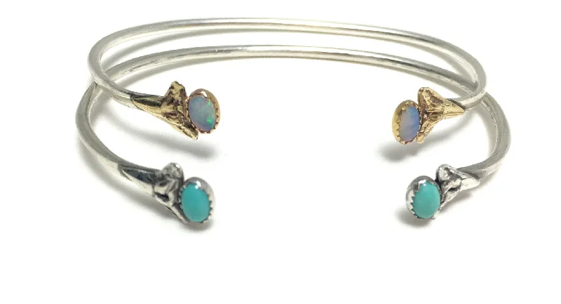 gemstone bangles for women-shark tooth cuff