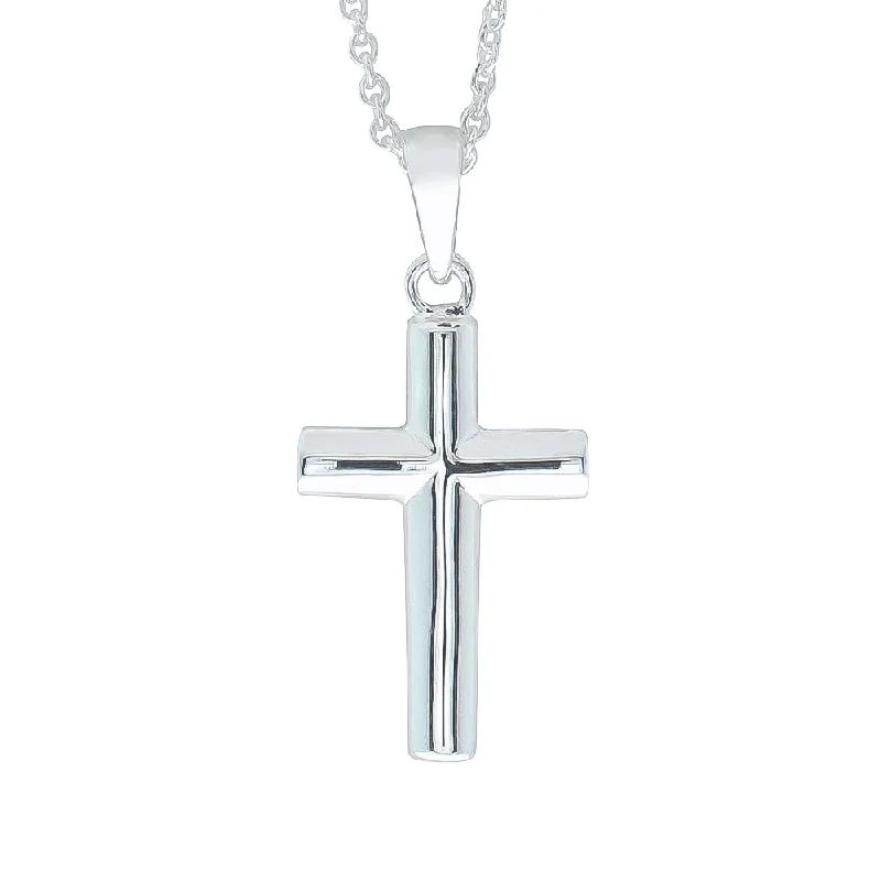 long pendant necklaces for women-Sterling Silver Rounded Cross Pendant