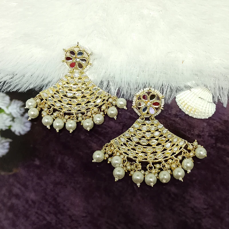 luxury pearl earrings for women-Bhavi Jewels Gold Plated Kundan Dangler Earrings