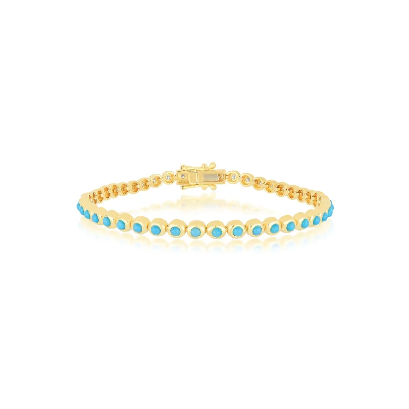 luxury bangles for women-Turquoise & Diamond Pillow Eternity Bracelet