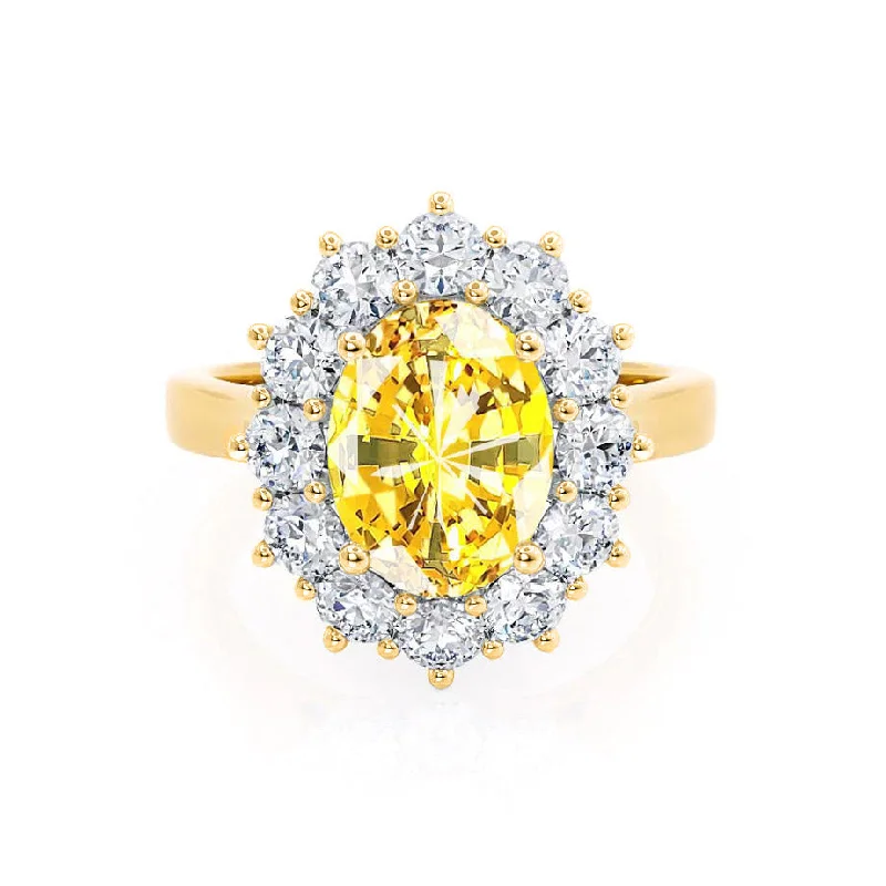 halo engagement rings-DIANA - Chatham® Yellow Sapphire & Lab Diamond 18k Yellow Gold