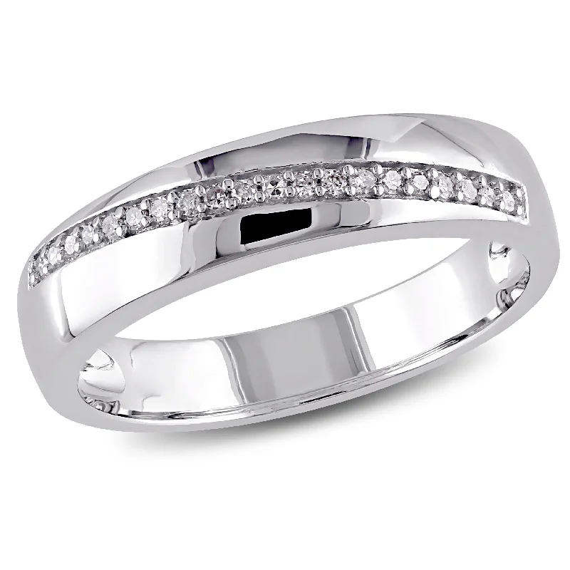 contemporary engagement rings-Mimi & Max 1/10ct TW Diamond Mens Crossover Ring in Sterling Silver