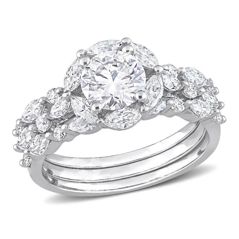 elegant engagement rings-Mimi & Max 3ct DEW Created Moissanite Vintage Floral Ring in Sterling Silver