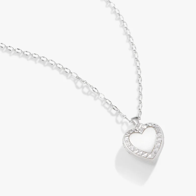 affordable necklaces for women-Textured Heart Locket Necklace