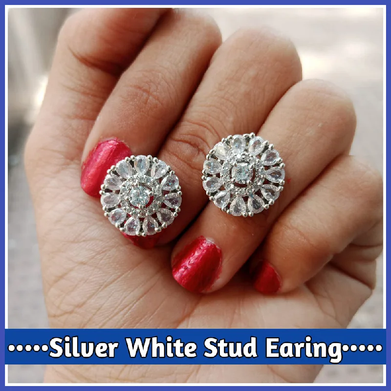 crystal stud earrings for women-Manisha Jewellery Silver Plated Stud Earrings