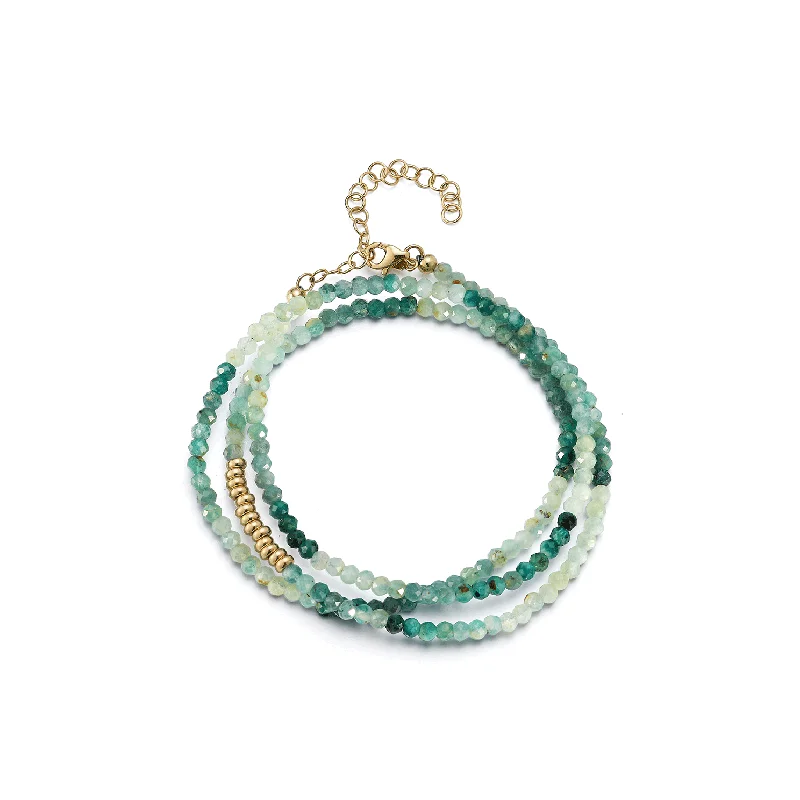 large bangles for women-Ombré Tourmaline Birthstone Bead Necklace & Triple Wrap Bracelet