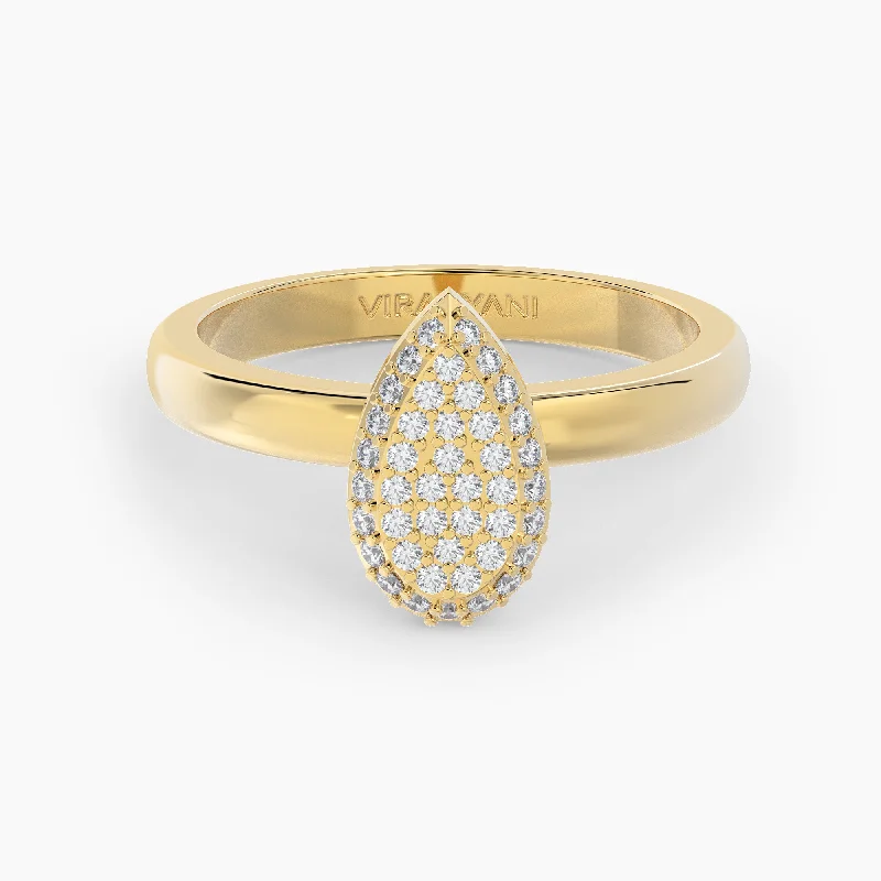 silver engagement rings for women-Pear Shaped AMoré Pavé Ring With 0.35 ct. Diamonds