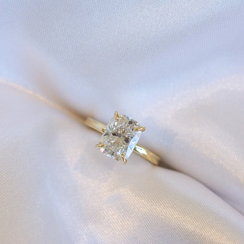 elegant rings for women-Elora | Elongated Cushion Cut Solitaire Diamond Engagement Ring