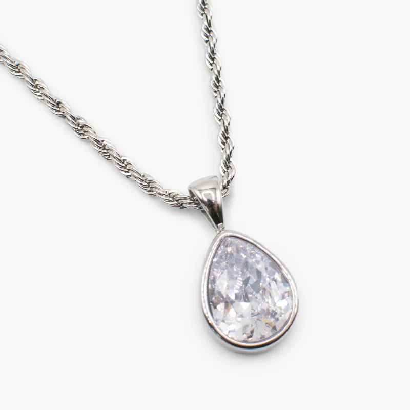 luxury gold necklaces for women-Crystal Teardrop Necklace