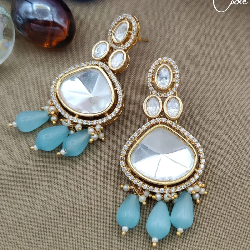 chunky earrings for women-Jewel Addiction Gold Plated Kundan Dangler Earrings