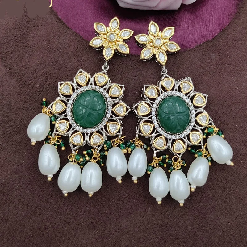 vintage earrings for women-Jewel Addiction Gold Plated Kundan Dangler Earrings