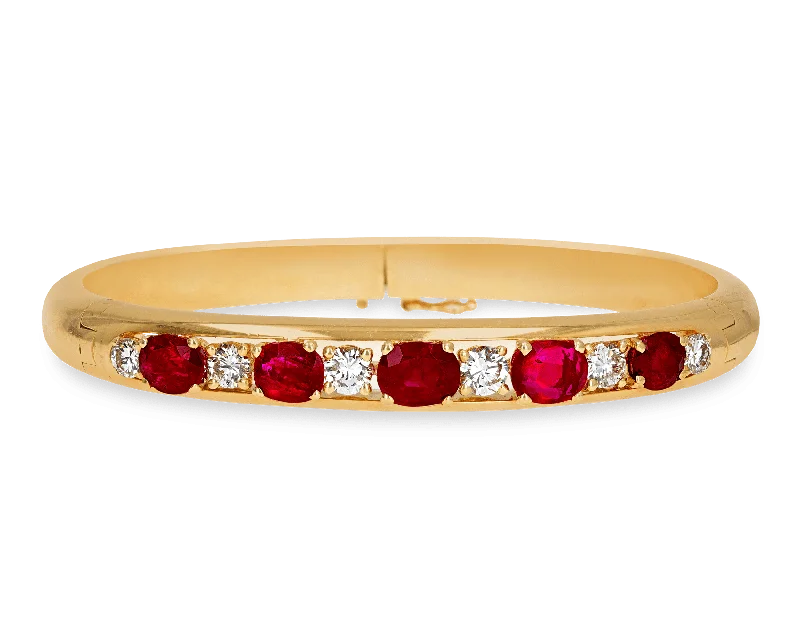 friendship bangles for women-Untreated Burma Ruby Bracelet, 6.75 Carats