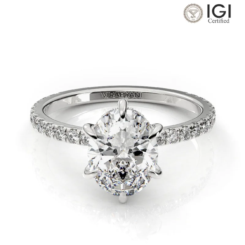 unique wedding rings for women-Alessandra Oval Lab Grown Diamond Engagement Ring IGI Certified