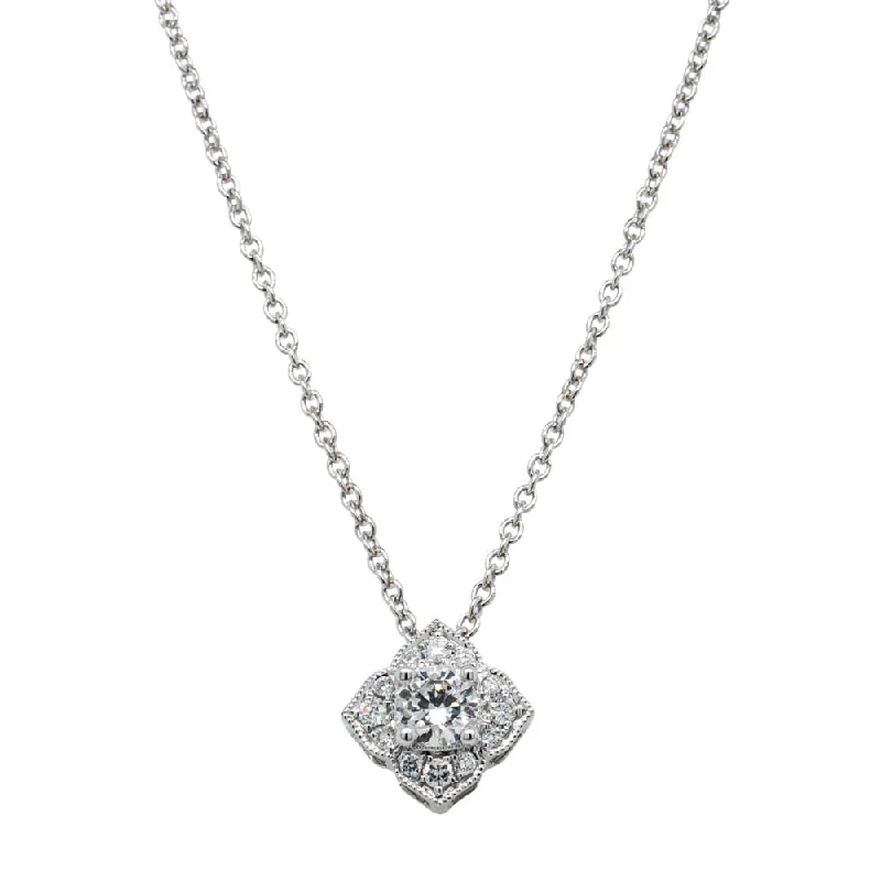 vintage-style necklaces for women-18ct White Gold .23ct Diamond Paramount Pendant